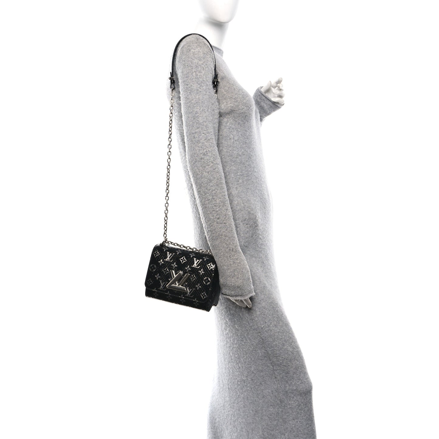 Snakeskin Monogram Twist Shoulder Bag PM Black
