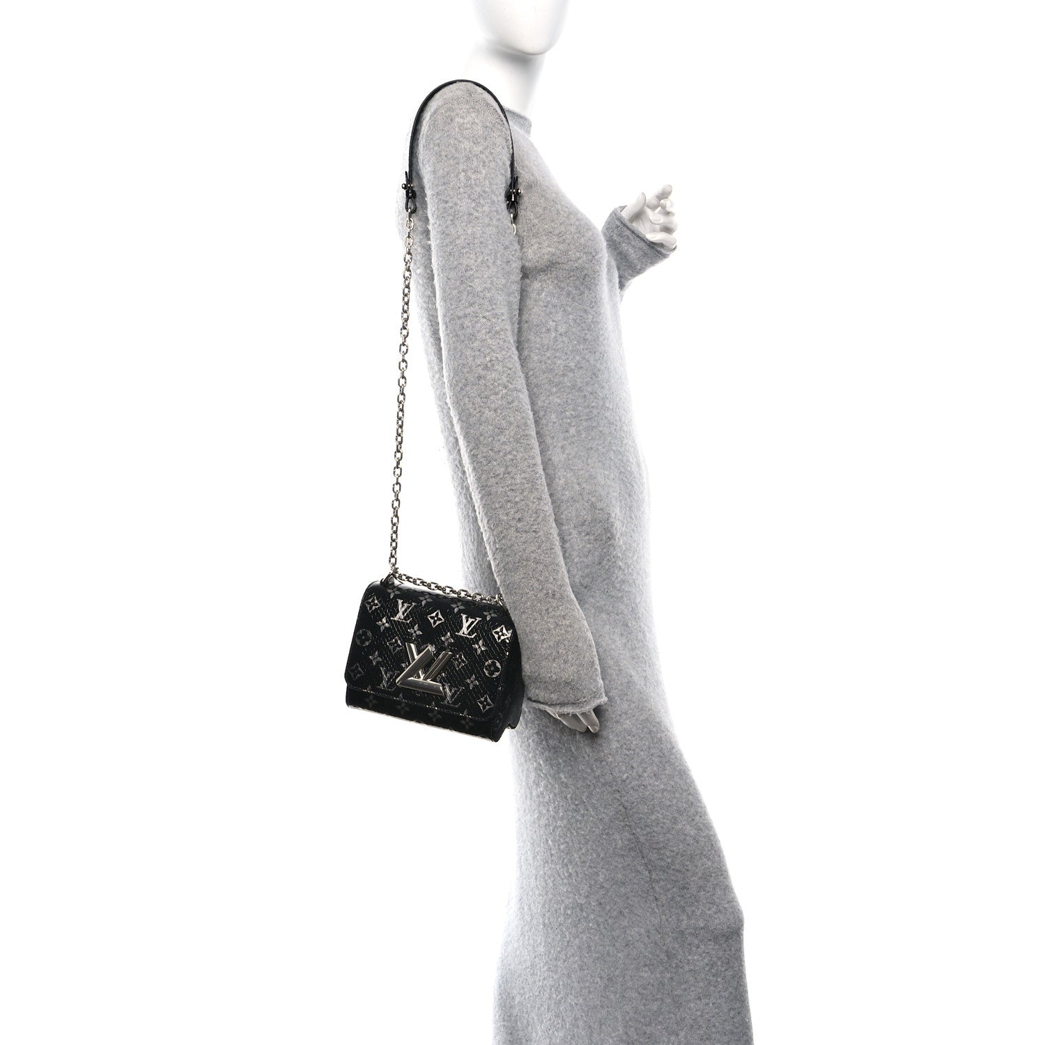 Louis Vuitton Snakeskin Monogram Twist Shoulder Bag PM Black 2 of 12