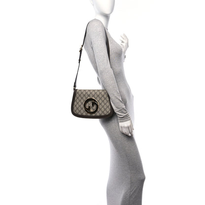 Gucci GG Supreme Monogram Textured Dollar Calfskin Blondie Chain Shoulder Flap Bag Beige Ebony New Acero 2 of 11