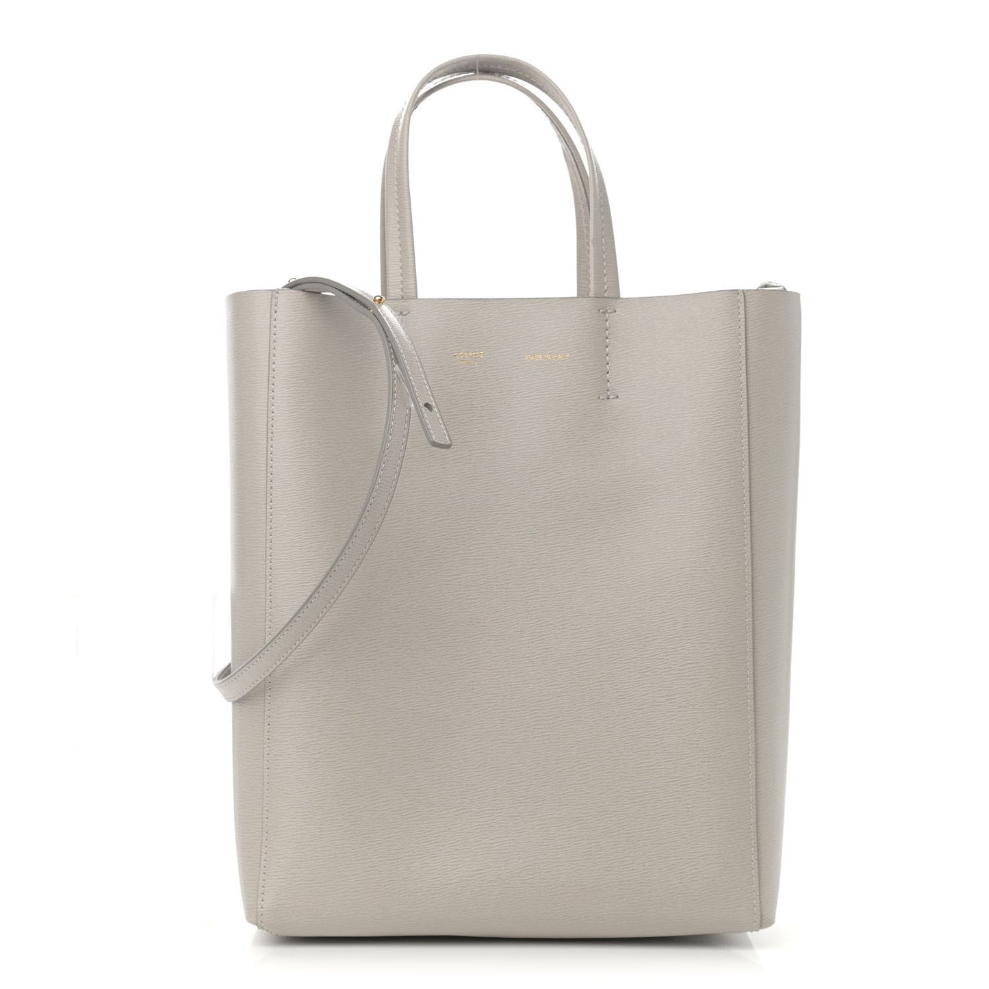 Grained Calfskin Small Vertical Cabas Clay