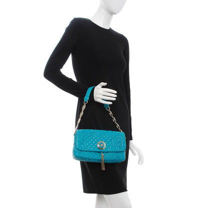 Versace Nappa Barocco Quilted Calliope Vanitas Shoulder Bag Light Blue 2 of 8