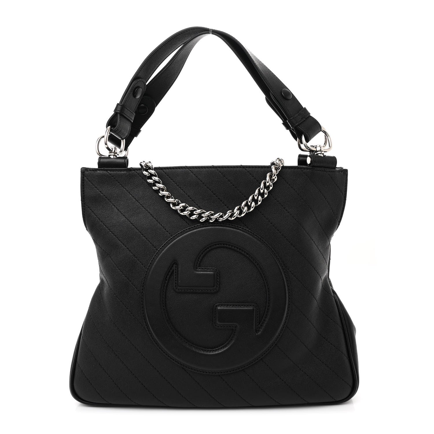 Gucci Sakai Be Green Calfskin Diagonal Stitched Small Blondie Tote Black 1 of 10