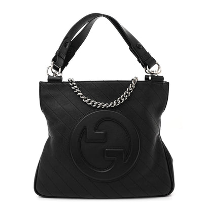 Gucci Sakai Be Green Calfskin Diagonal Stitched Small Blondie Tote Black 1 of 10