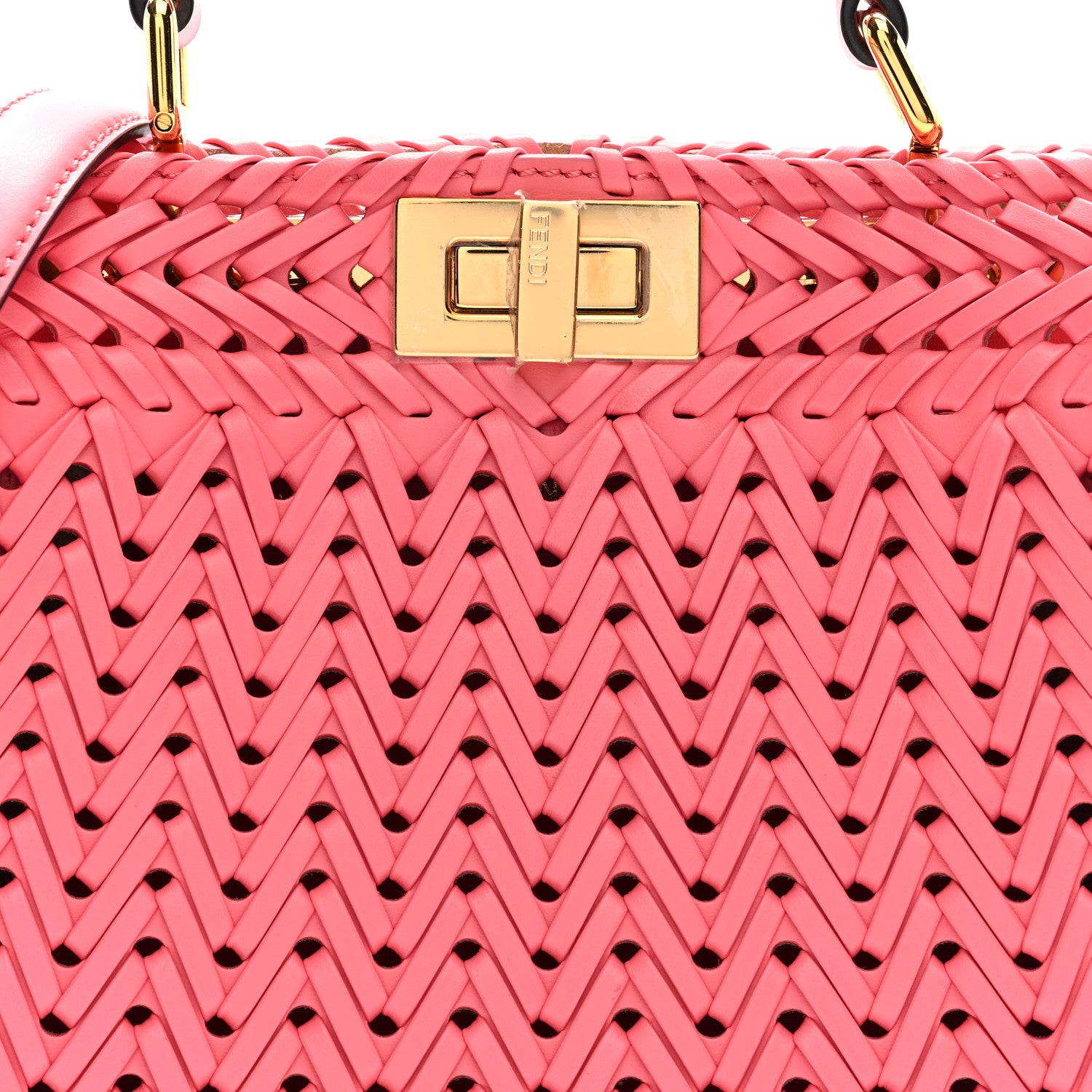 Fendi Vitello King Shiny Nappa Intreccio Small Peekaboo I SEE U Satchel Pink Dalia 8 of 10