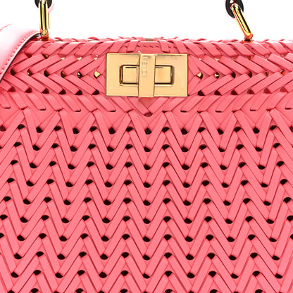 Fendi Vitello King Shiny Nappa Intreccio Small Peekaboo I SEE U Satchel Pink Dalia 8 of 10