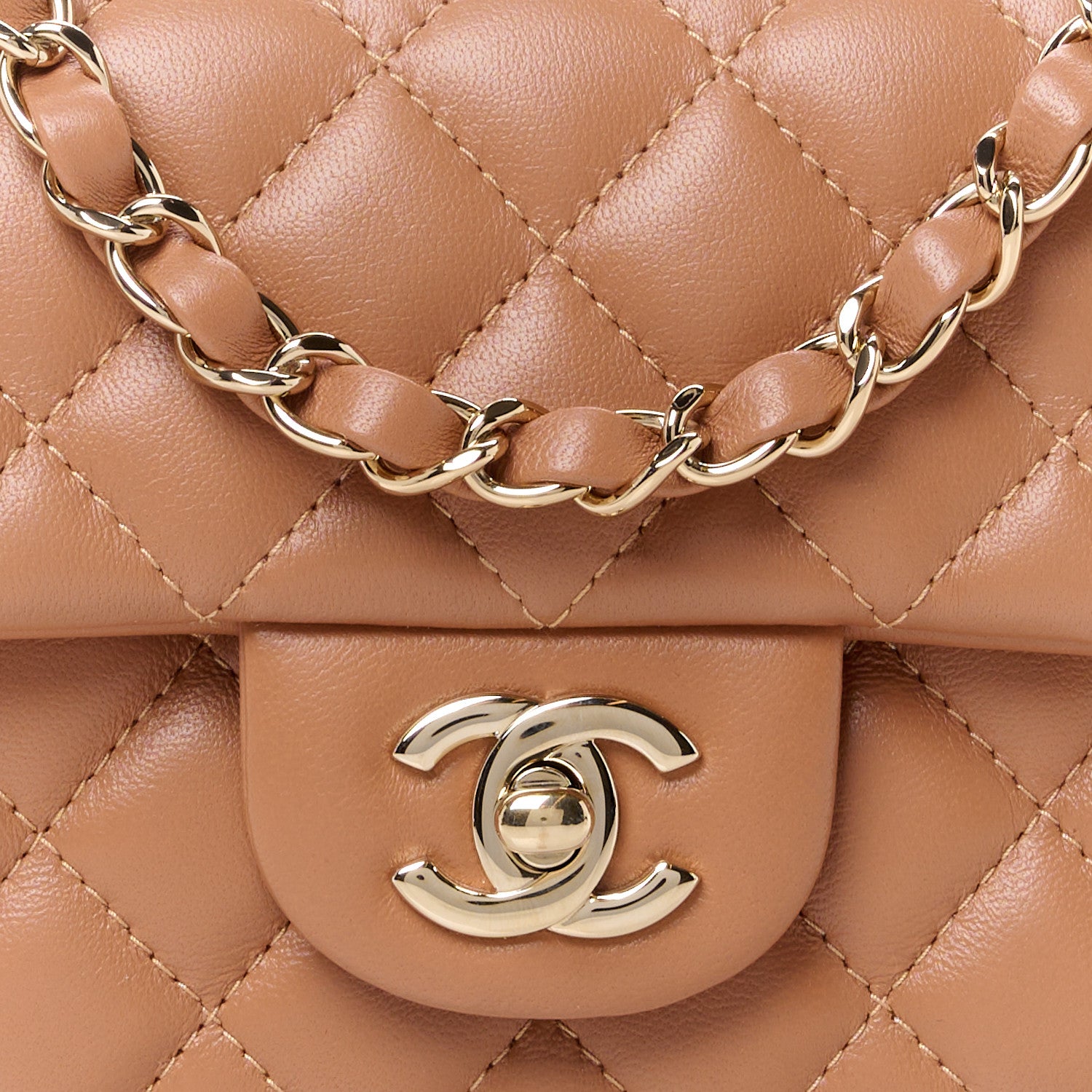 Chanel Lambskin Quilted Mini Rectangular Flap Brown 9 of 11