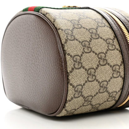 Gucci GG Supreme Monogram Textured Calfskin Web Ophidia Vanity Cosmetic Case Beige Ebony New Acero 9 of 9