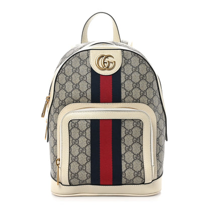 Gucci GG Supreme Monogram Textured Calfskin Web Small Ophidia Day Backpack Beige Ebony Mystic White 1 of 12