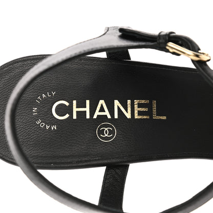 Chanel Lambskin Lucite CC Wedge Sandals 41 Black 7 of 9