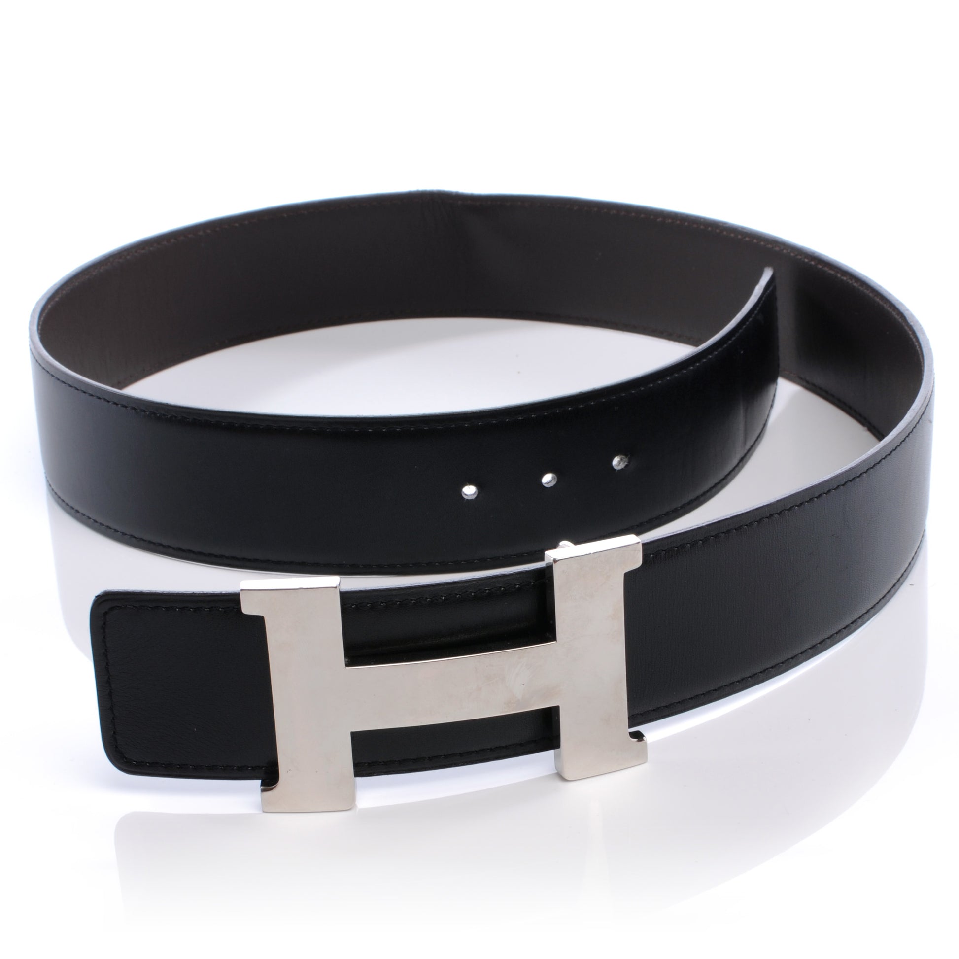 Hermes Mens Box Reversible Constance H Belt 80 Noir Chocolate 1 of 4