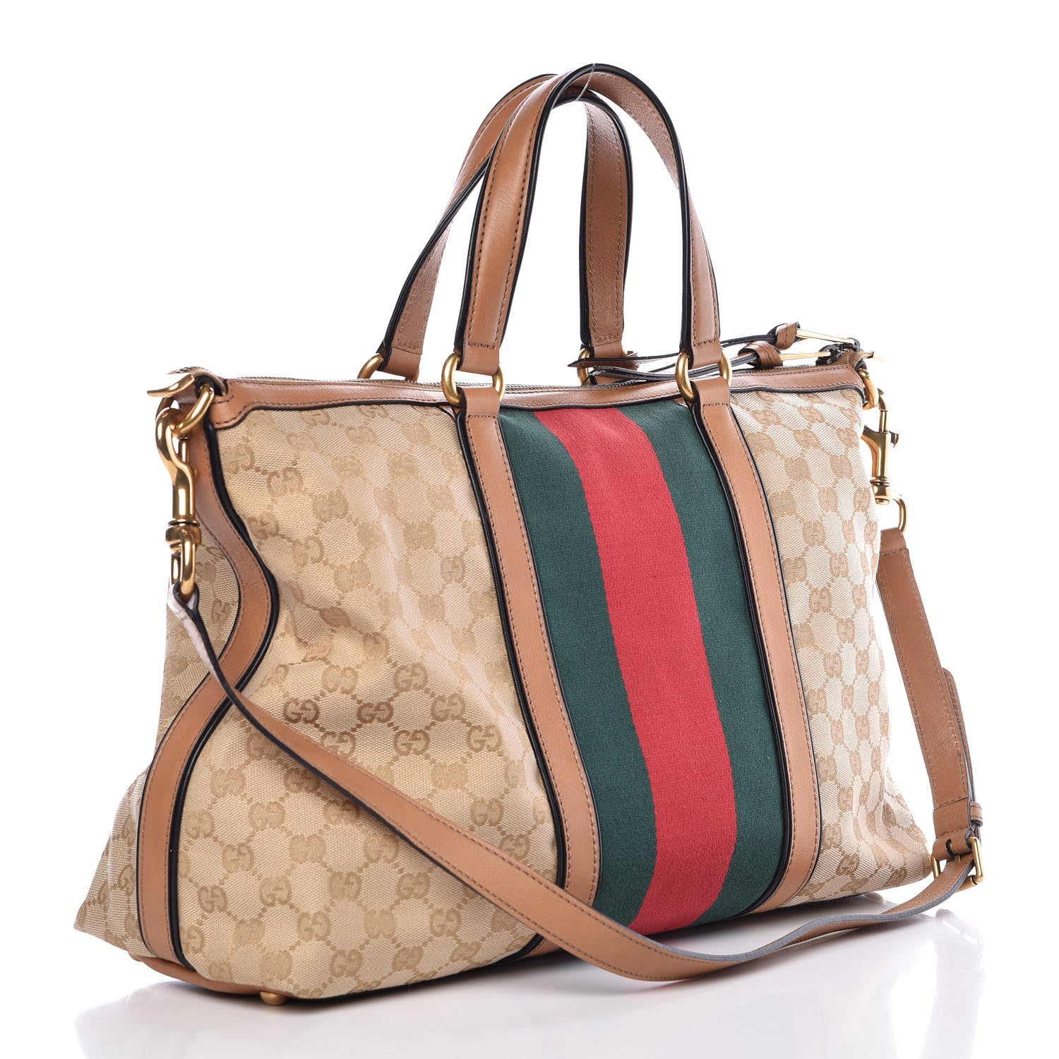 Gucci Monogram Web Medium Rania Top Handle Bag Sand 4 of 12