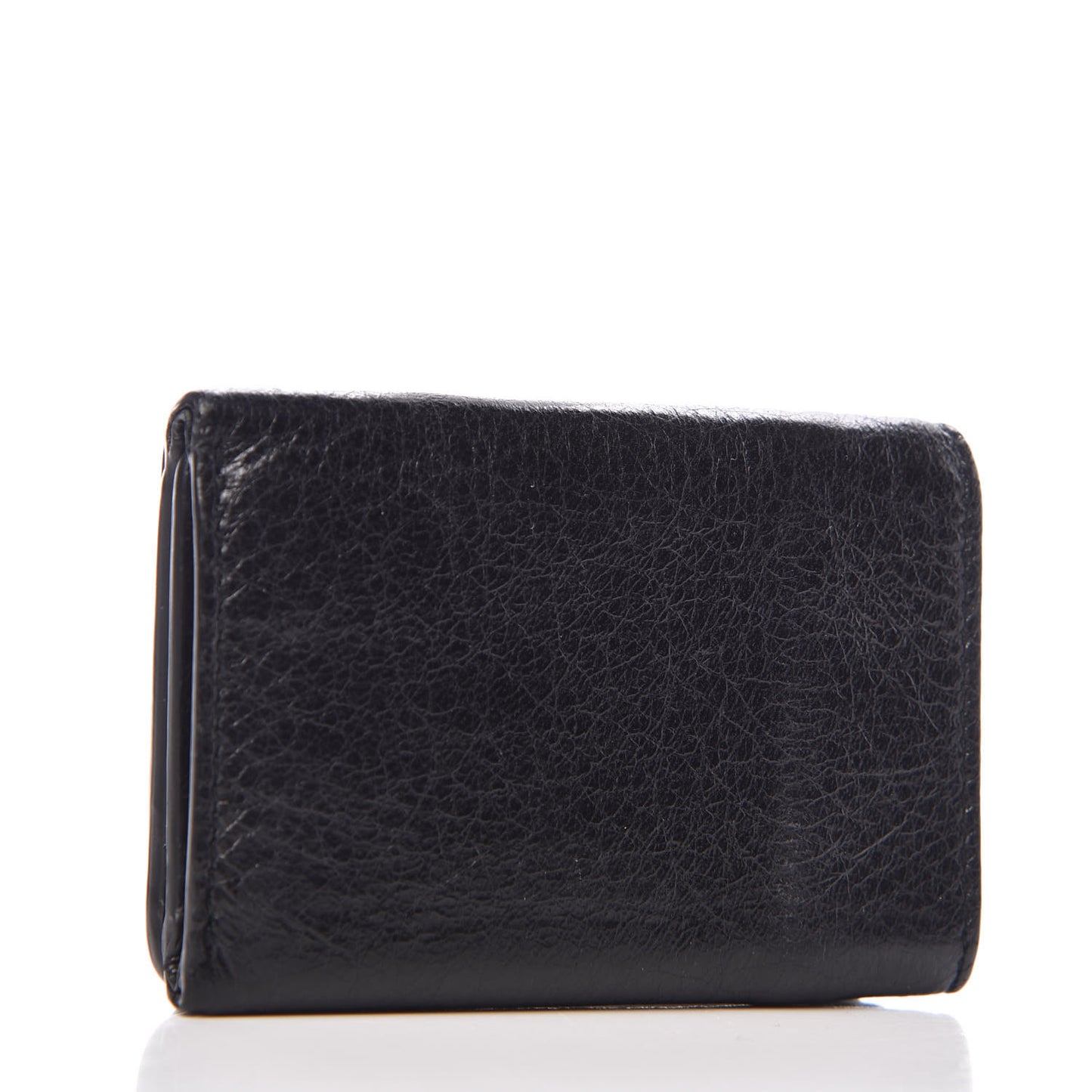 Agneau Arena Classic Gold Hardware Mini Wallet Black