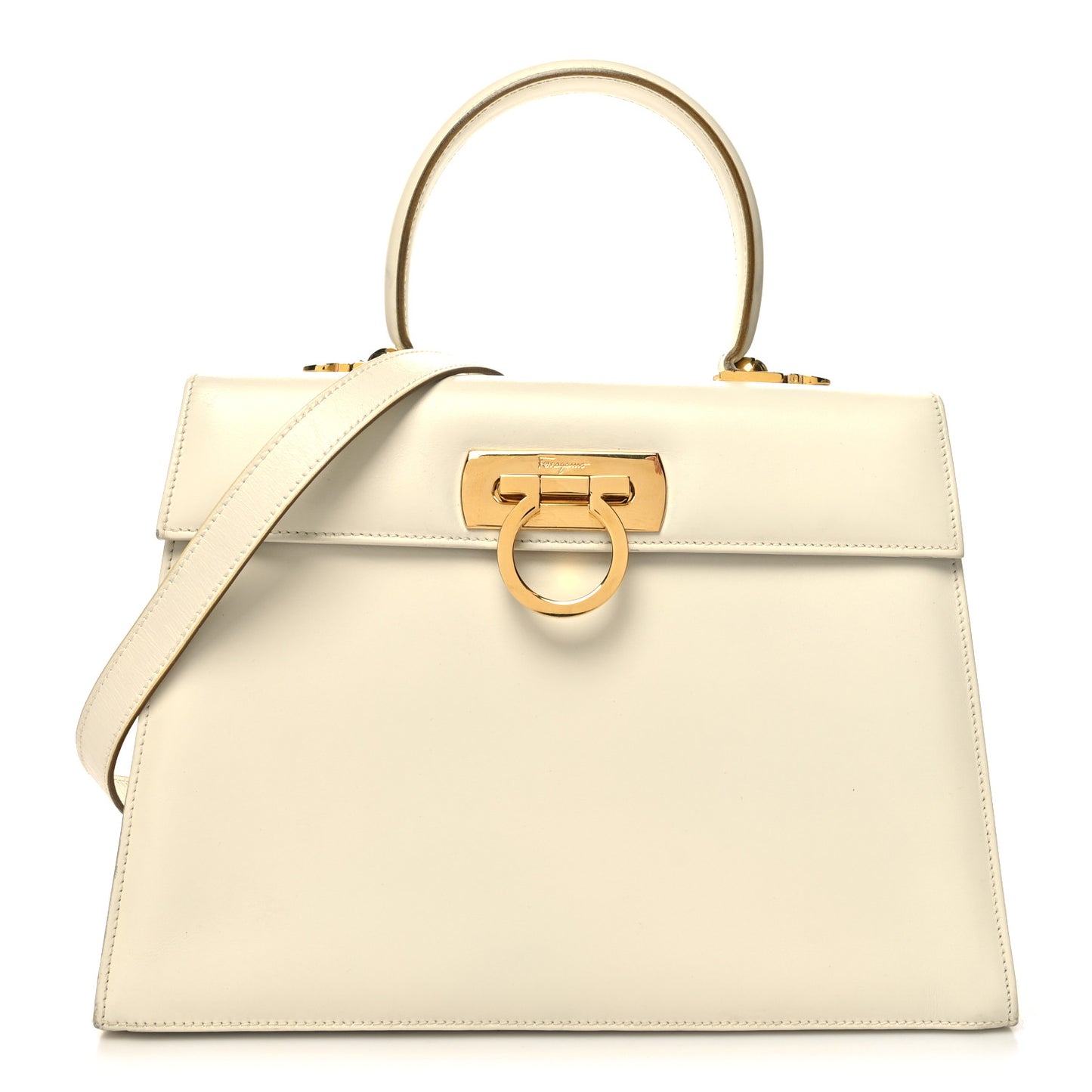 Brushed Off Calfskin Iconic Large Top Handle Bag Magnolia