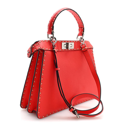 Fendi Vitello Granato Camoscio Selleria Macro Stitchings Medium Peekaboo I SEE U Satchel Tullipano 3 of 10
