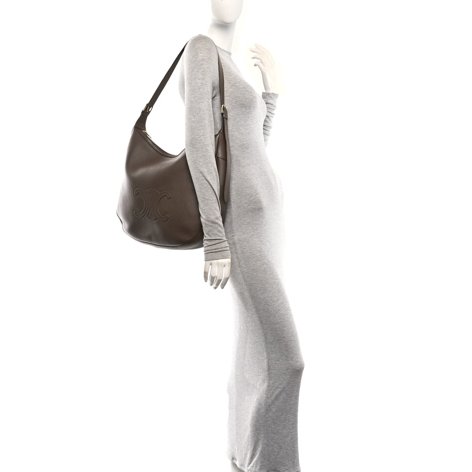 Celine Supple Calfskin Large Triomphe Heloise Shoulder Bag Taupe 2 of 12