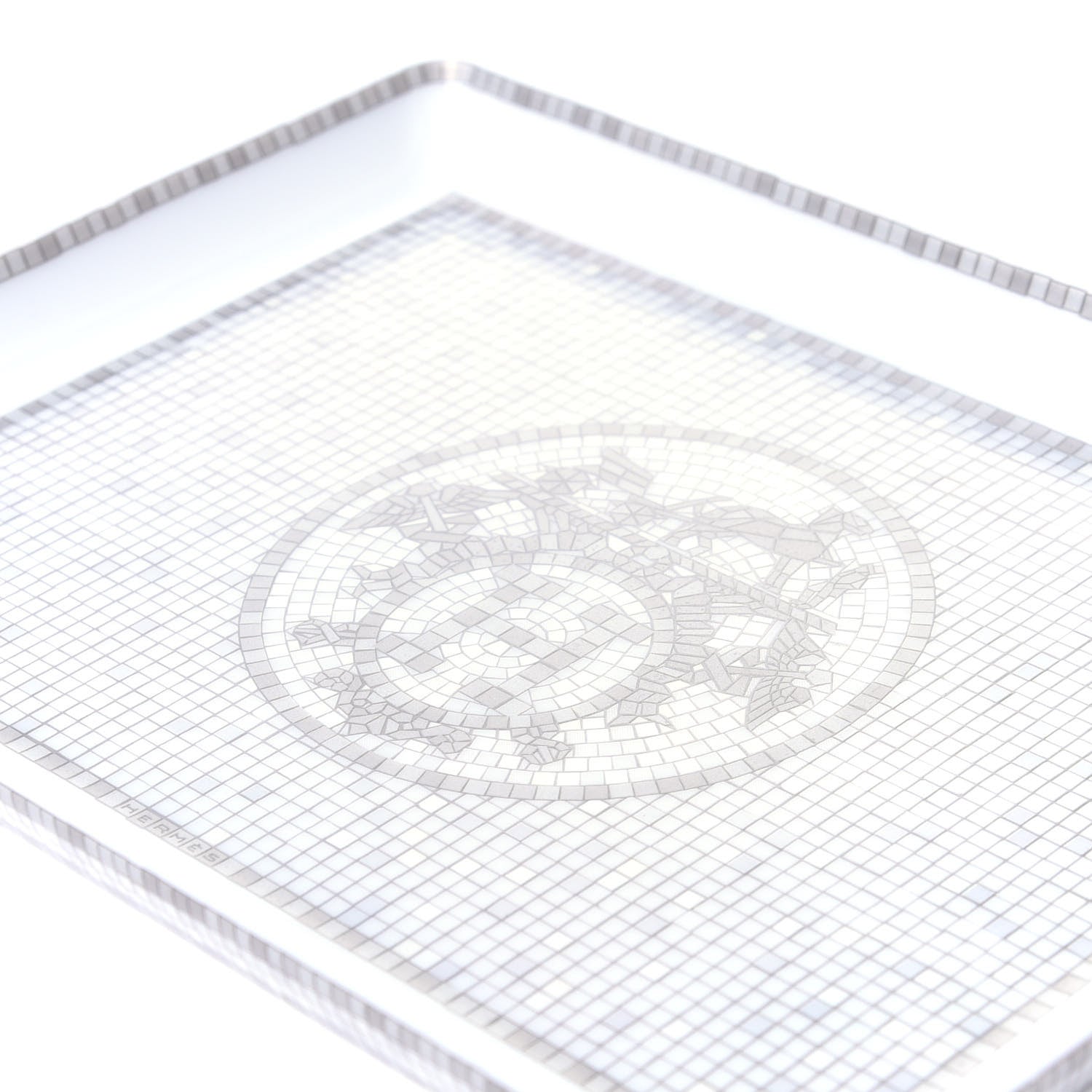 Hermes Porcelain Mosaique Au 24 Sushi Plate Platine 5 of 5