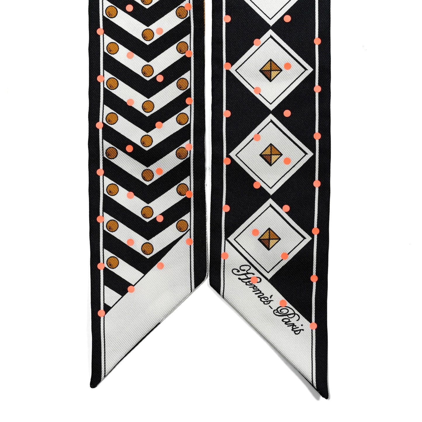 Silk Colliers Et Chiens Plumetis Twilly Black Gold Orange