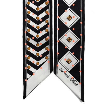 Hermes Silk Colliers Et Chiens Plumetis Twilly Black Gold Orange 2 of 4