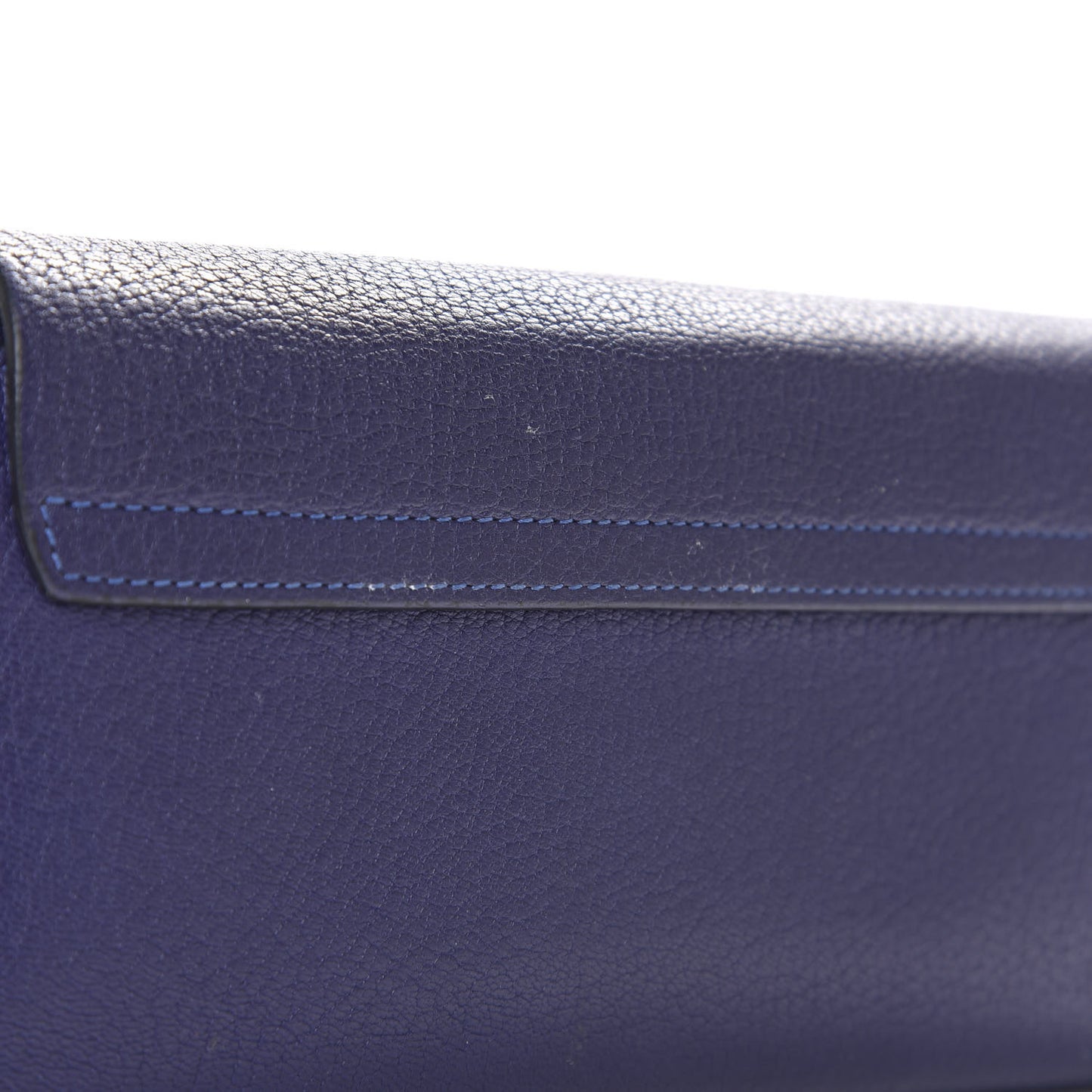 Grained Lambskin Drew Long Wallet with Flap Storm Blue