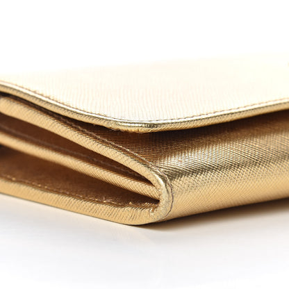 Prada Saffiano Metal Oro Chain Wallet Platino 9 of 11
