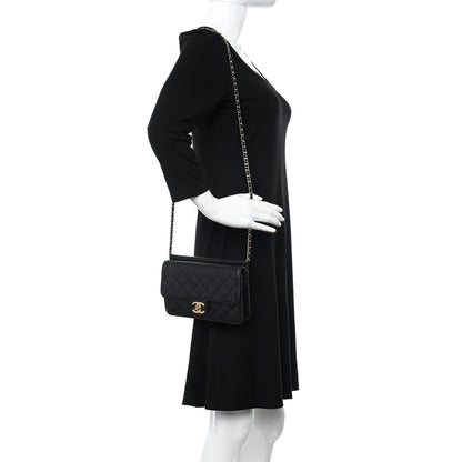 Chanel Lambskin Quilted Medium Crossing Times Flap Black 2 of 15