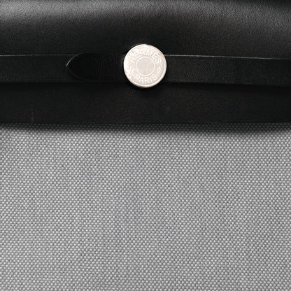 Hermes Military Toile Vache Hunter Herbag Zip Retourne 20 Gris Pantin Black 8 of 16