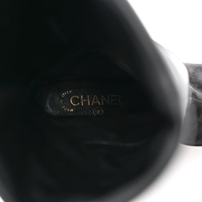 Chanel Suede Calfskin Grosgrain Cap Toe High Boots 38.5 Black 6 of 9
