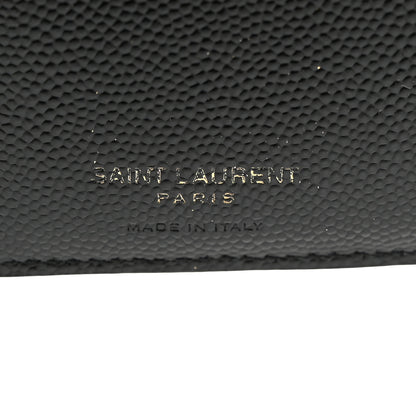 Saint Laurent Grain De Poudre Matelasse Chevron Monogram Zipped Two-Part Wallet Black 6 of 8