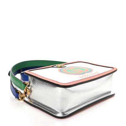 Gucci Laminated Textured Dollar Calfskin Good Game Interlocking G Top Handle Shoulder Bag Silver 4 of 10