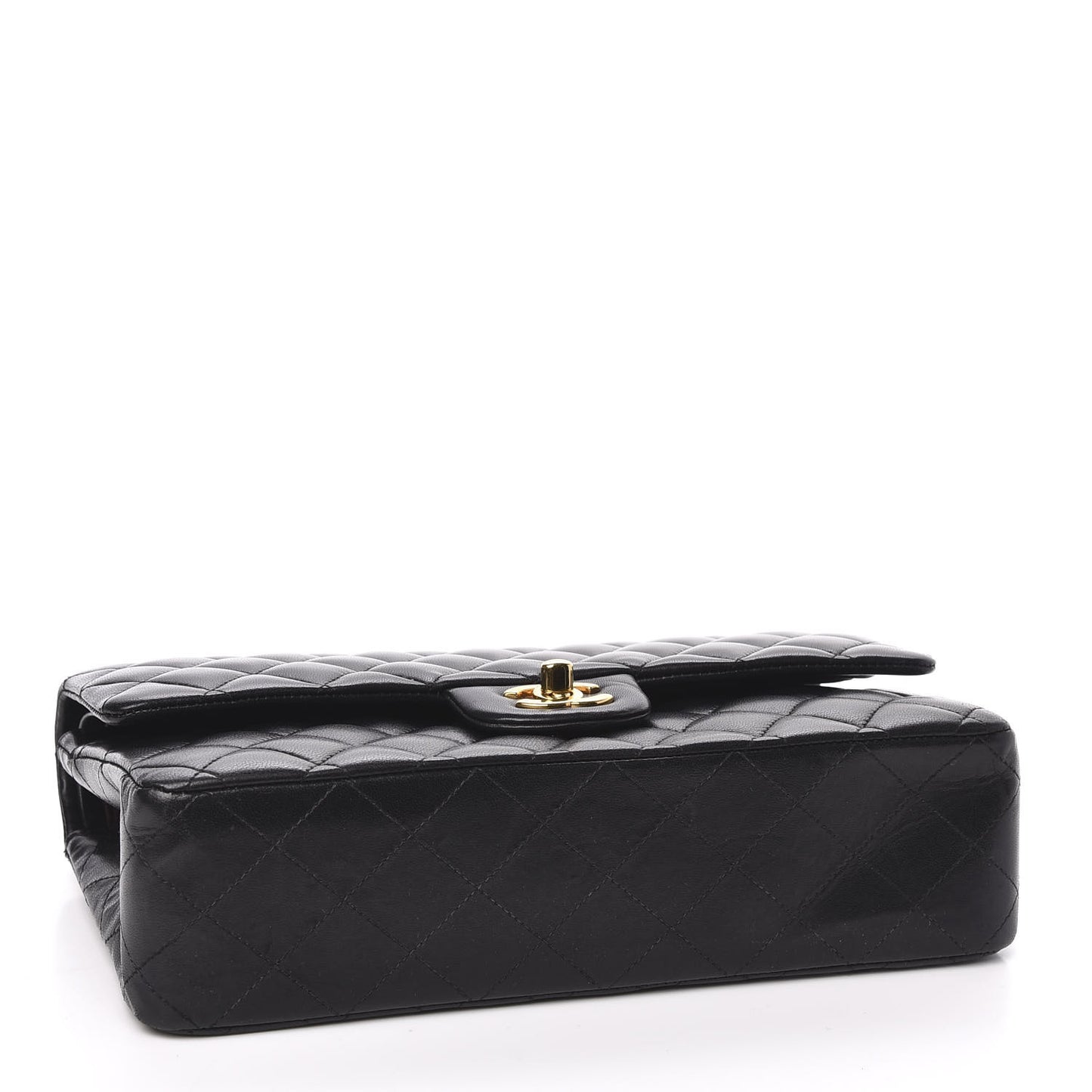 Lambskin Quilted Medium Double Flap Black