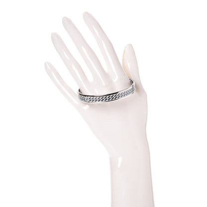 Hermes Enamel Printed Narrow Clic C'est Noue Bracelet 62 White Platinum 2 of 4