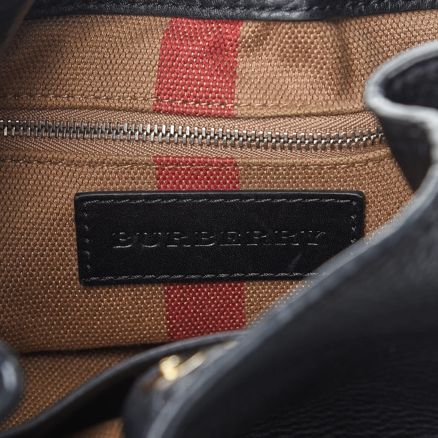Burberry Grainy Calfskin House Check Small Maidstone Black 6 of 9