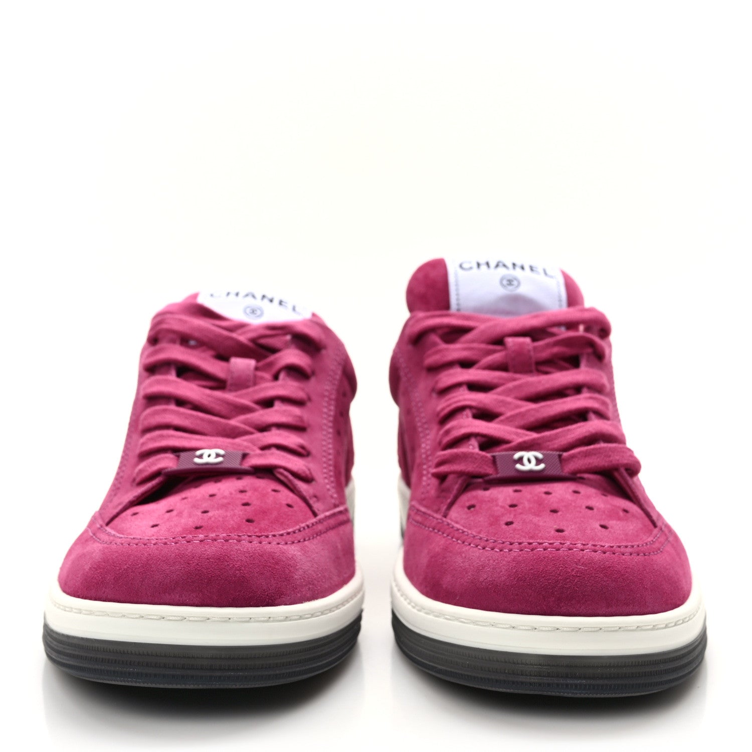 Chanel Suede Calfskin Logo Sneakers 39 Dark Pink 2 of 10