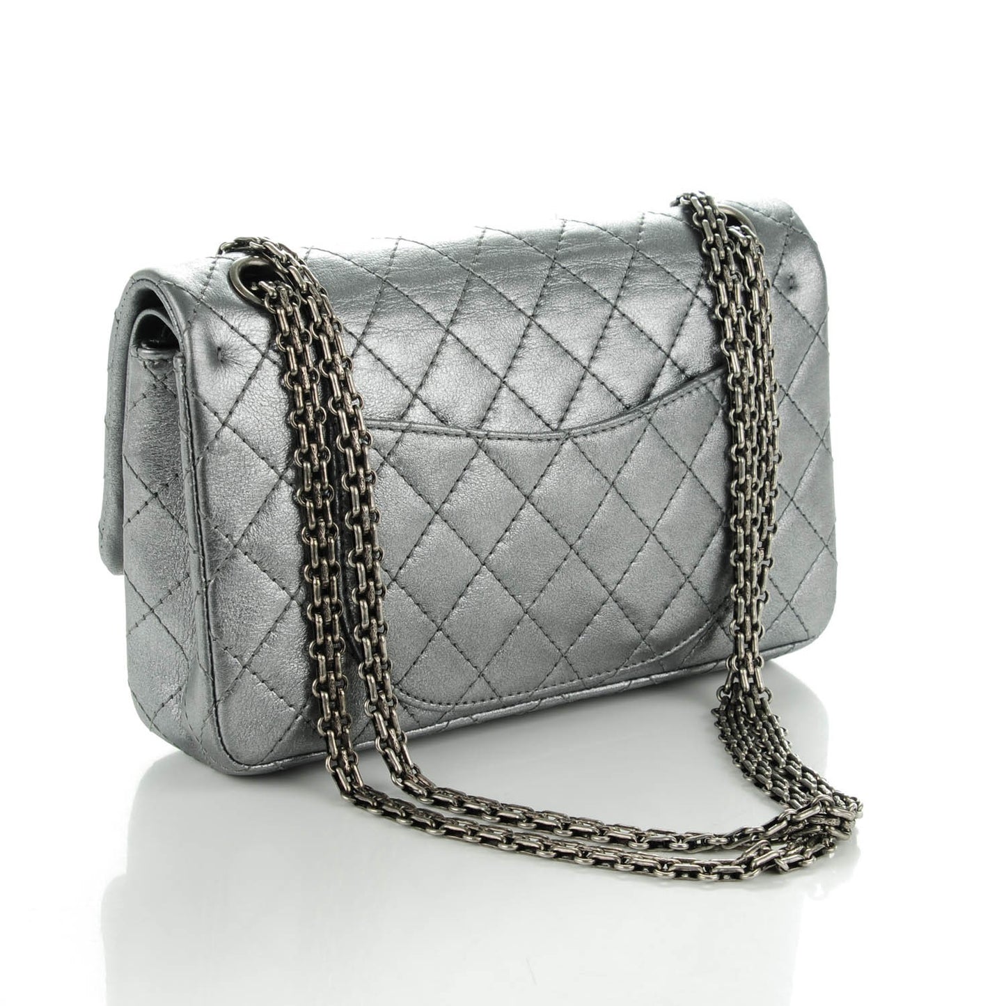 Metallic Calfskin Quilted Lucky Charms 2.55 Reissue 225 Flap Dark Silver