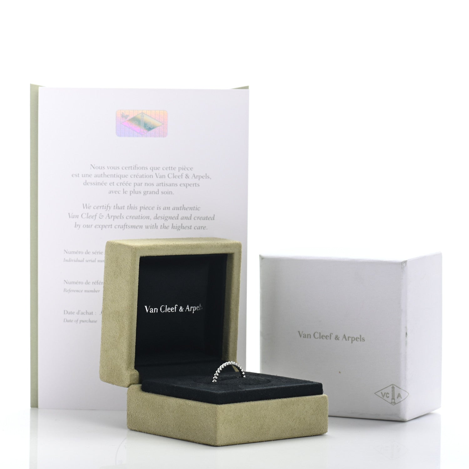Van Cleef & Arpels 18K White Gold Small Perlee Ring 53 6.5 5 of 5