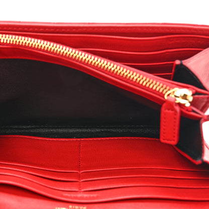 Saint Laurent Lambskin Matelasse Monogram Large Vicky Continental Wallet Rouge Eros 6 of 9