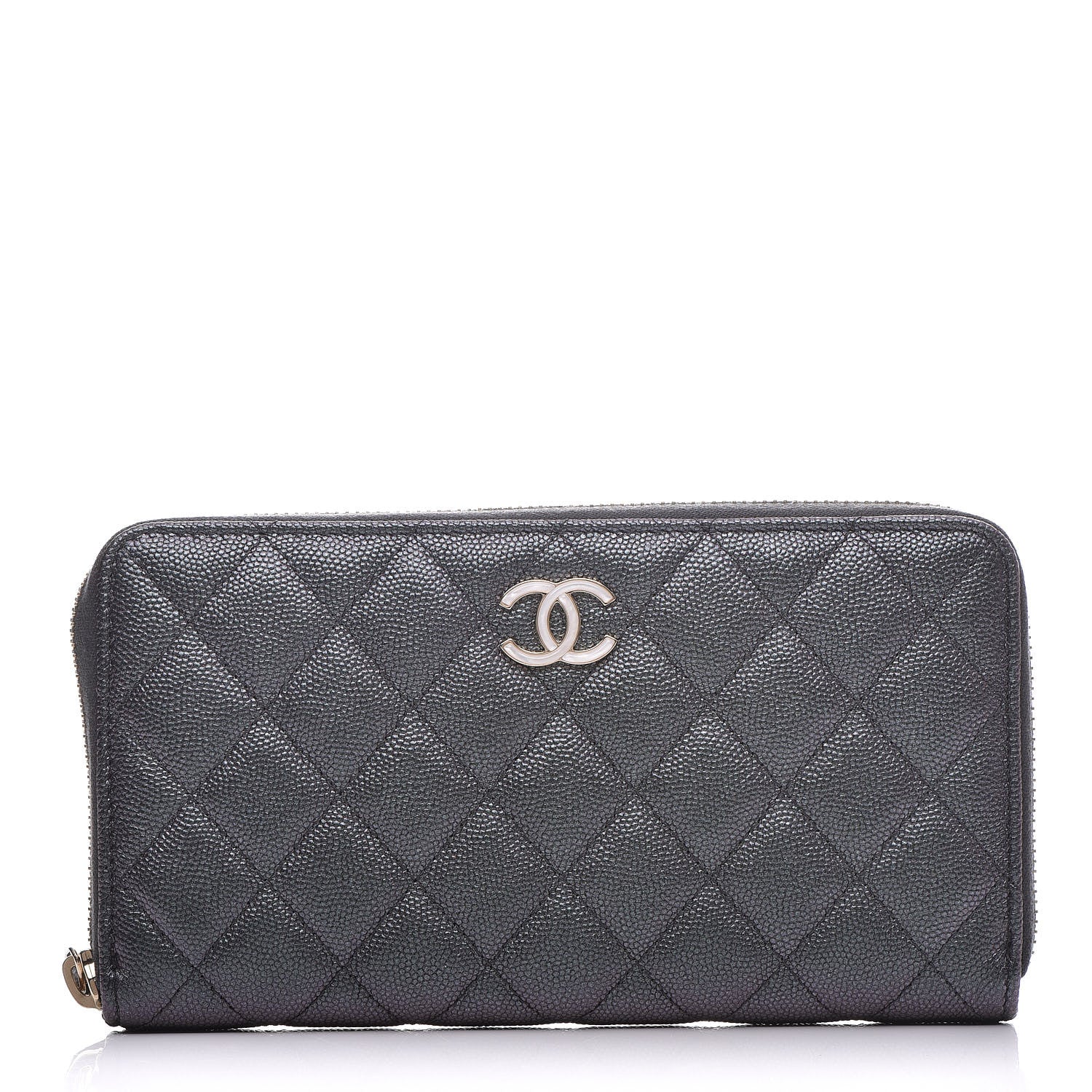 Chanel Iridescent Caviar Quilted Long Zip Around Wallet Black 1 of 9