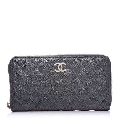 Chanel Iridescent Caviar Quilted Long Zip Around Wallet Black 1 of 9