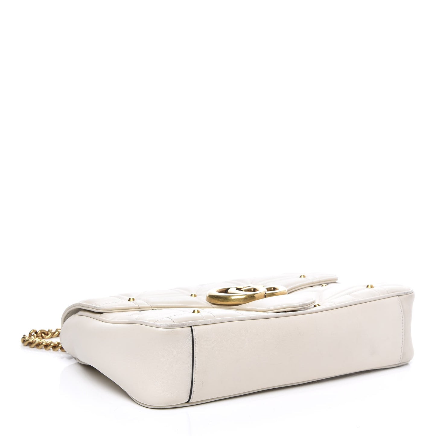 Calfskin Matelasse Studded Medium GG Marmont Shoulder Bag White