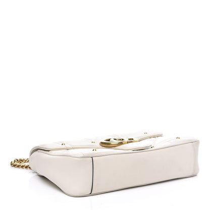 Gucci Calfskin Matelasse Studded Medium GG Marmont Shoulder Bag White 3 of 18