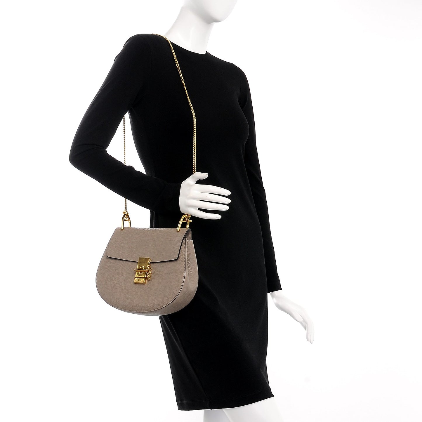 Grained Lambskin Drew Shoulder Bag Motty Grey