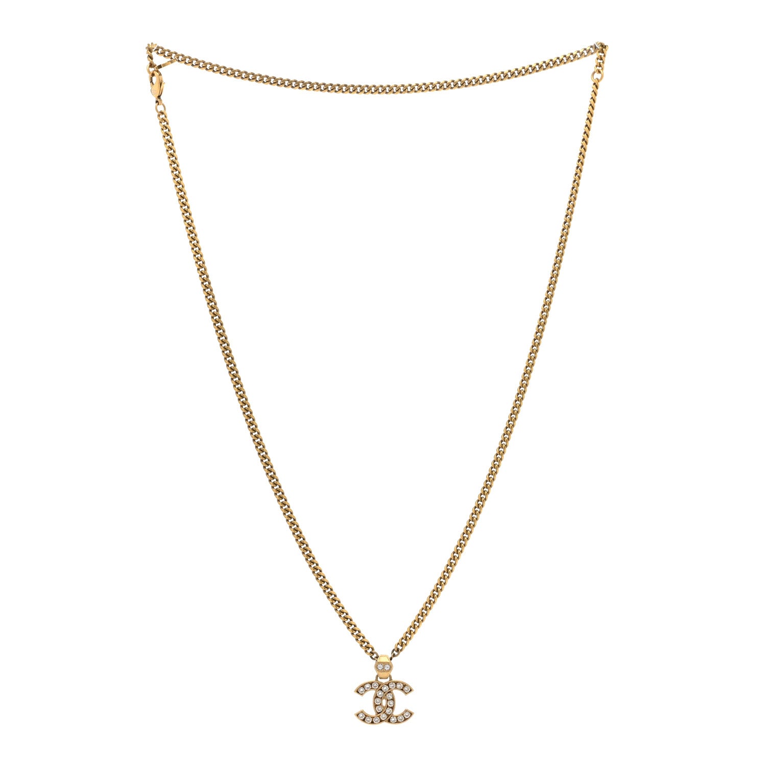 Chanel Crystal CC Necklace Gold 3 of 6