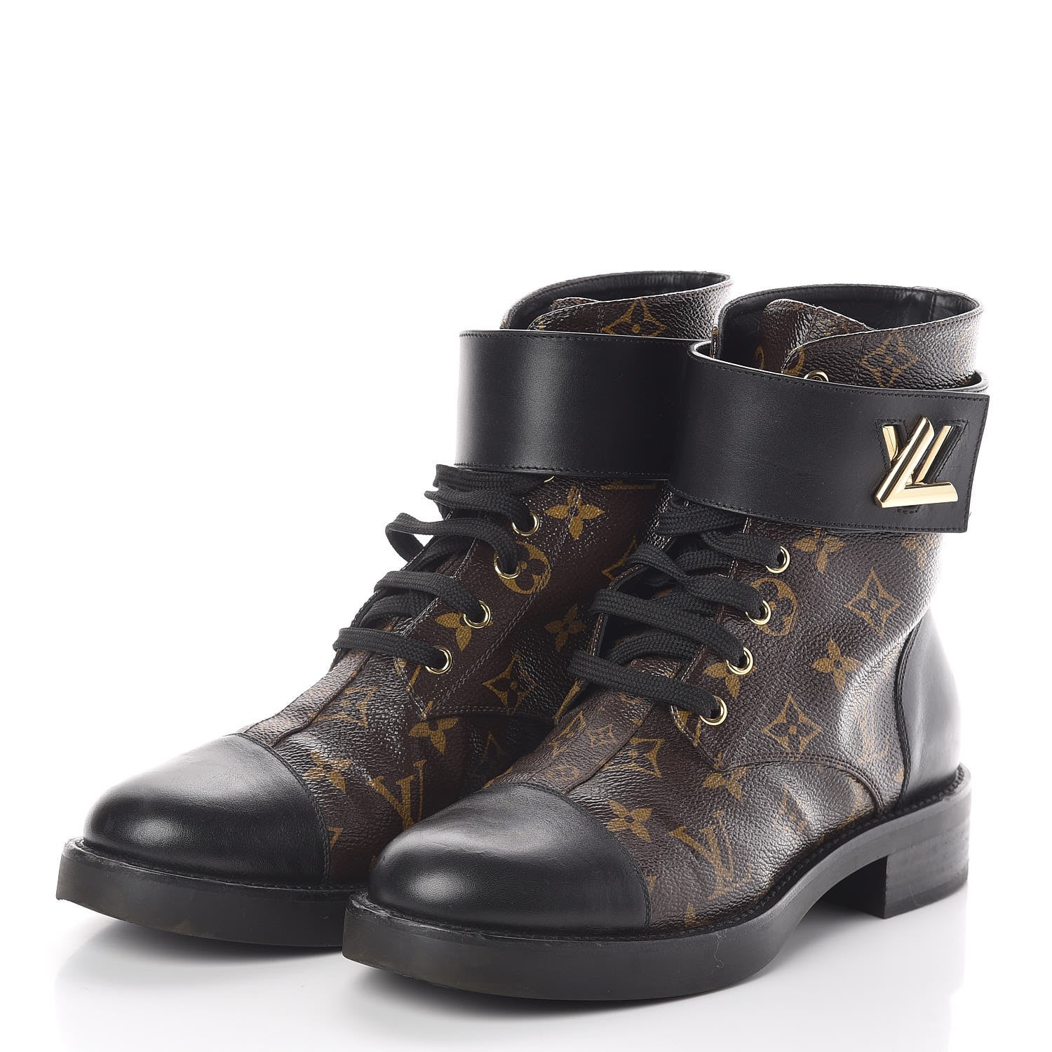 Louis Vuitton Calfskin Monogram Wonderland Flat Ranger Boots 39 Black 3 of 7