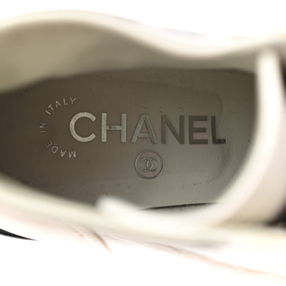 Chanel Pearly Calfskin Patent Calfskin Quilted Lace Up Boots 37.5 White Light Gray Black 6 of 12