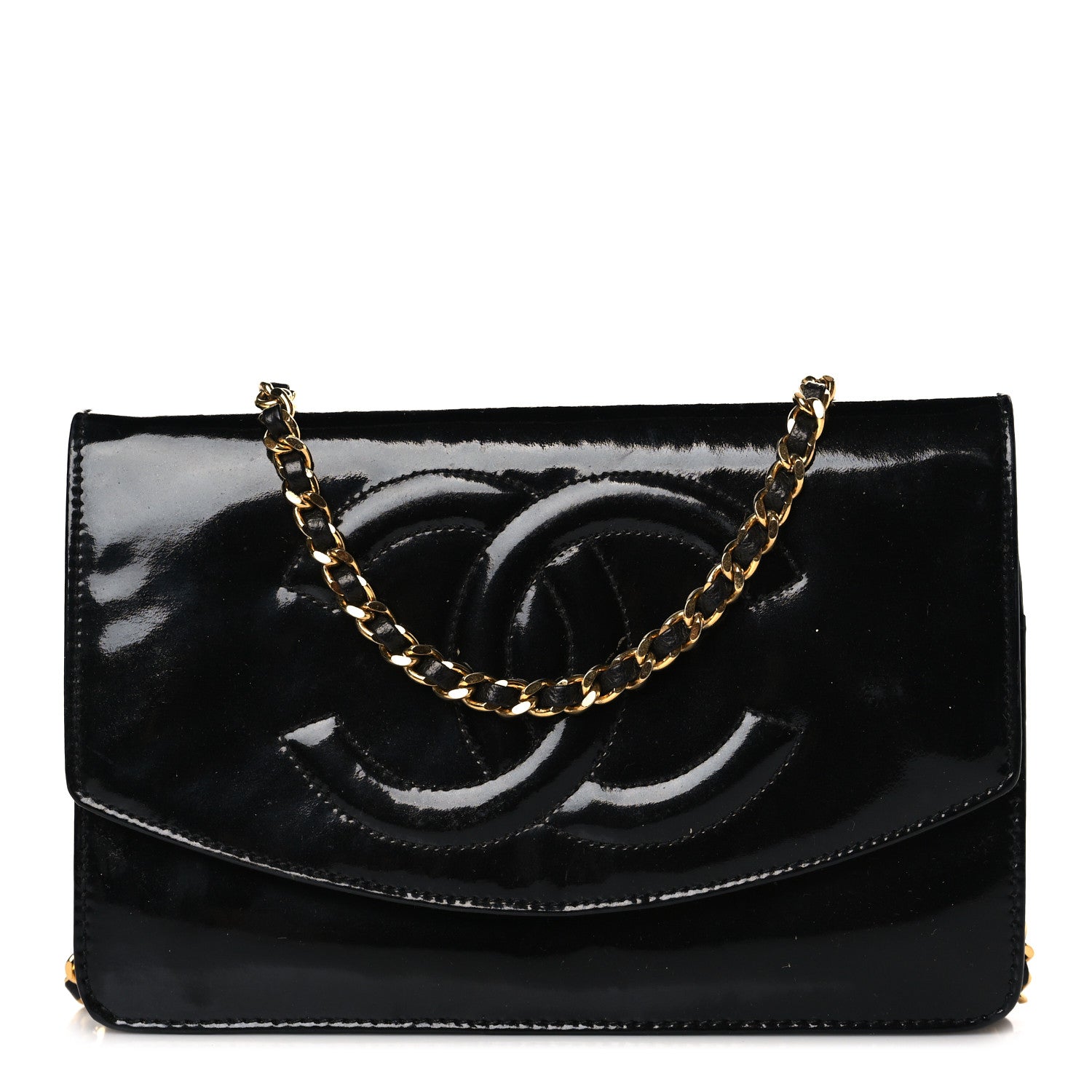 Chanel Patent Timeless CC Wallet On Chain WOC Black 1 of 11