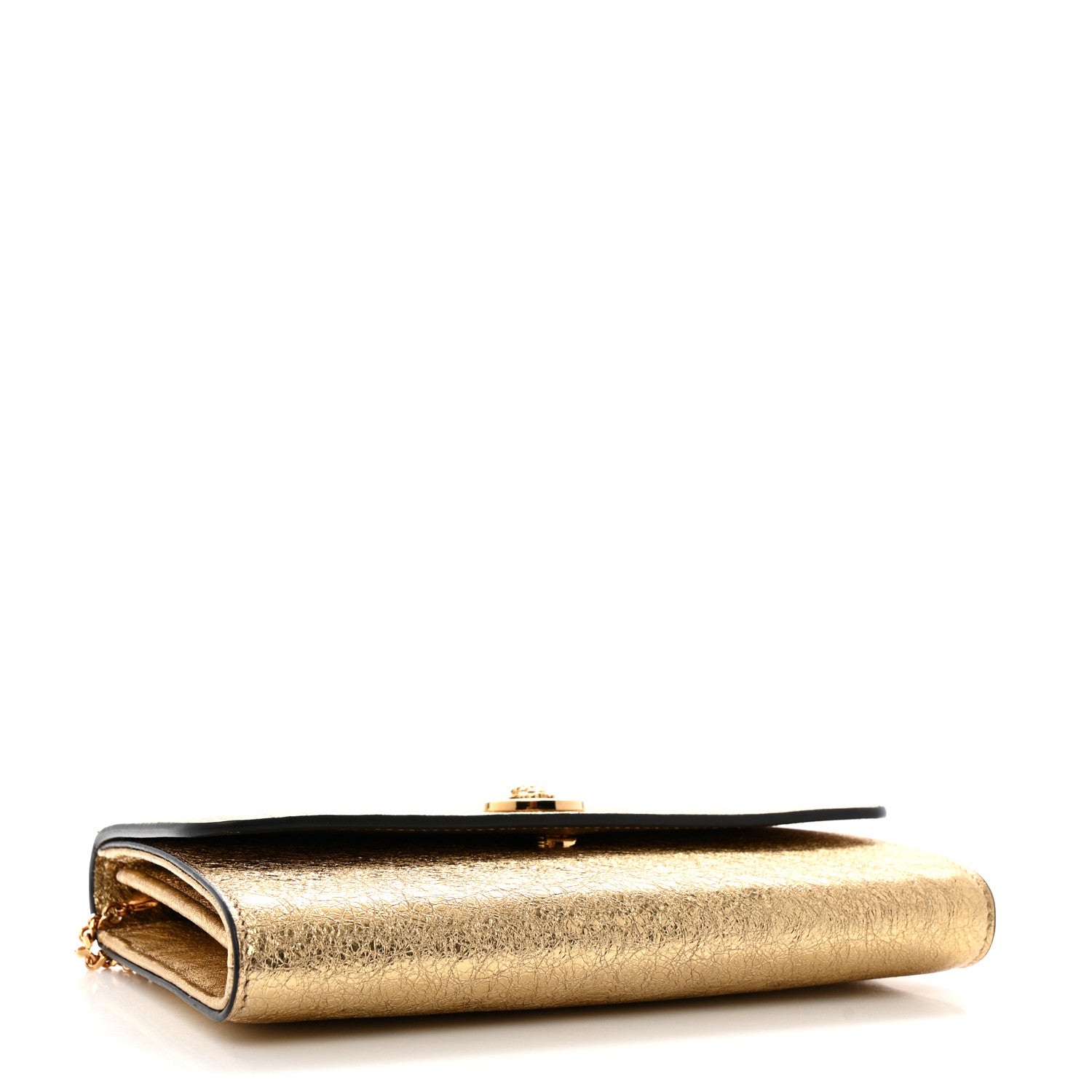 Versace Metallic Calfskin Medusa Clutch With Chain Gold 4 of 12