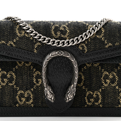 Gucci Jacquard Black Denim GG Monogram Super Mini Dionysus Shoulder Bag Black Ivory 7 of 10