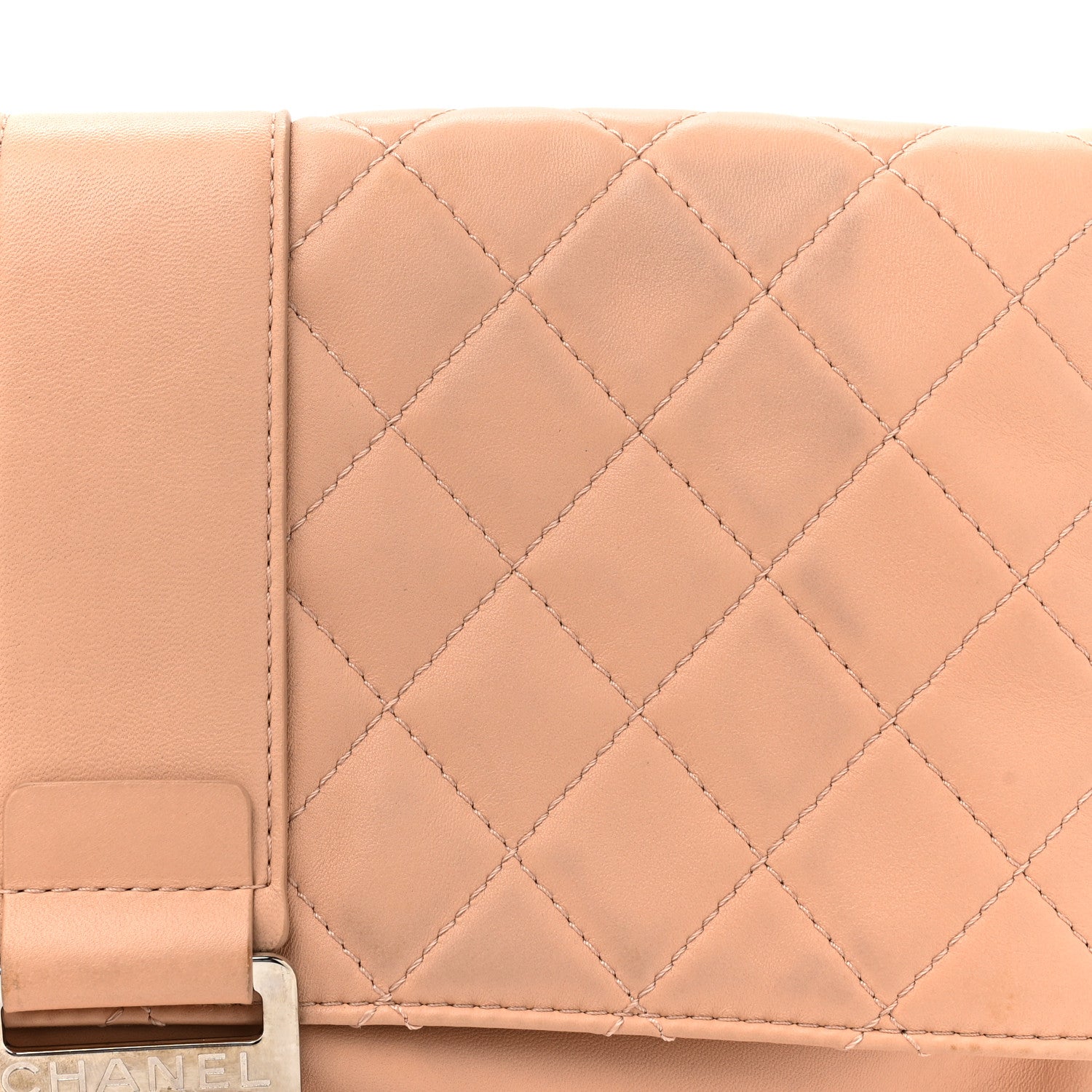 Chanel Lambskin Quilted Grip Clutch Nude 10 of 15