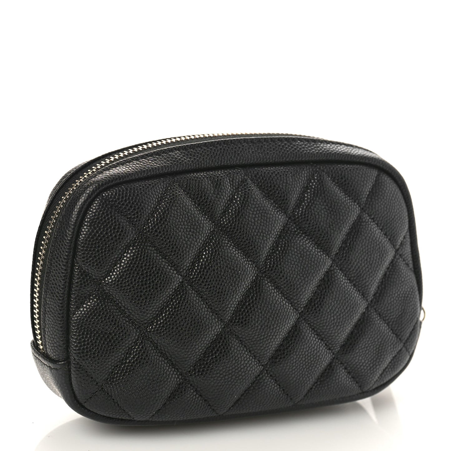 Caviar Quilted Small Curvy Pouch Cosmetic Case Black