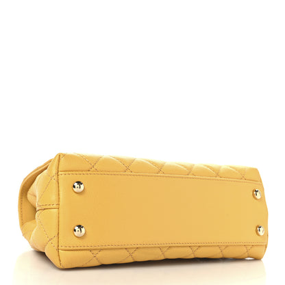 Chanel Caviar Lizard Embossed Quilted Mini Coco Handle Flap Yellow 4 of 11